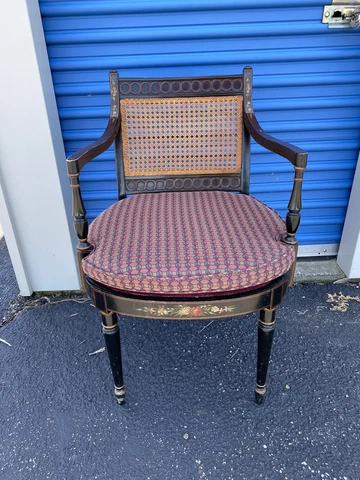 Vintage Hitchcock Black Decorated Arm Chair Cover