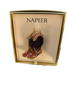Napier Country / Western Gold Tone Cowboy Boots Pin - Picture 1 of 1