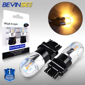 2x 3157 3457 LED Bulbs For Ford F150 Amber Yellow Turn Signal Parking Light 3357 - Picture 1 of 10
