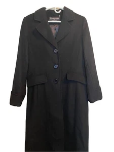 NWT Forecaster Of Boston Wool And Cashmere Black Long 3 Button Coat Size 6 - Picture 1 of 8