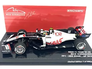 1:43 scale Minichamps Haas VF-20 F1 Model Car Mick Schumacher Abu Dhabi GP 2020 - Picture 1 of 7