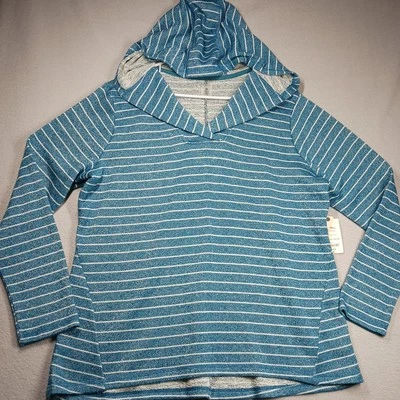 NUEVO CON ETIQUETAS St Johns Bay Active Mujer Sudadera con Capucha Talla XXL Azul Rayas Pullover Foto 1 de 4