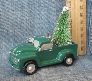 GREEN PICKUP TREE W/ CHRISTMAS TREE Christmas Tree Ornament ORN110 - Picture 1 of 3