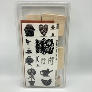 Vtg Stampin' Up! 15 Funky Favorites Rubber Stamps Set 1998 Retired New Uncut - Picture 1 of 6