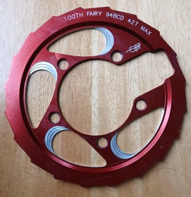 Tooth Fairy QBP Bash Guard Anodized Red  42T Max 94BCD Vintage - Image 1 of 4