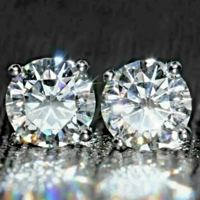 4.00 克拉认证白色钻石螺丝背钉 925 纯银 — 第 1/4 张图片