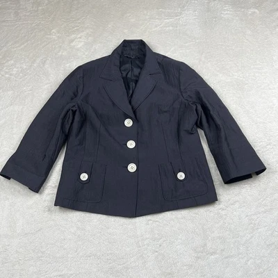 Chaqueta Blazer Lafayette 148 Mujer Talla 14 Negra Mezcla Seda Viscosa Preppy Foto 1 de 4