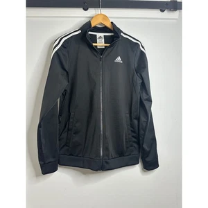 Adidas Track Jacket XL (18/20) Black White Stripe Full Zip Kids Activewear - Picture 1 of 3