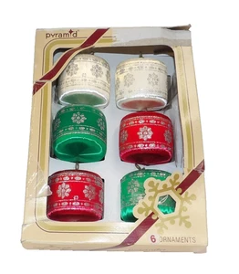 Adornos de Navidad de tambor de brillo satinado pirámide de humo 6 en caja original - Imagen 1 de 1