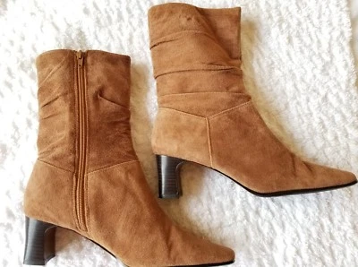 Coldwater Creek Womens Boots Brown Suede Leather Slouch  3 1/4"  Heels Size 9 - Image 1 of 4