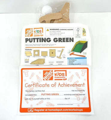 Kids Home Depot Madera Putting Verde con Bola Construcción Taller Kit Nuevo Sellado Foto 1 de 4