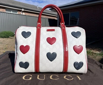 Authentic GUCCI GG Supreme Hearts Boston Bag - Image 1 of 4