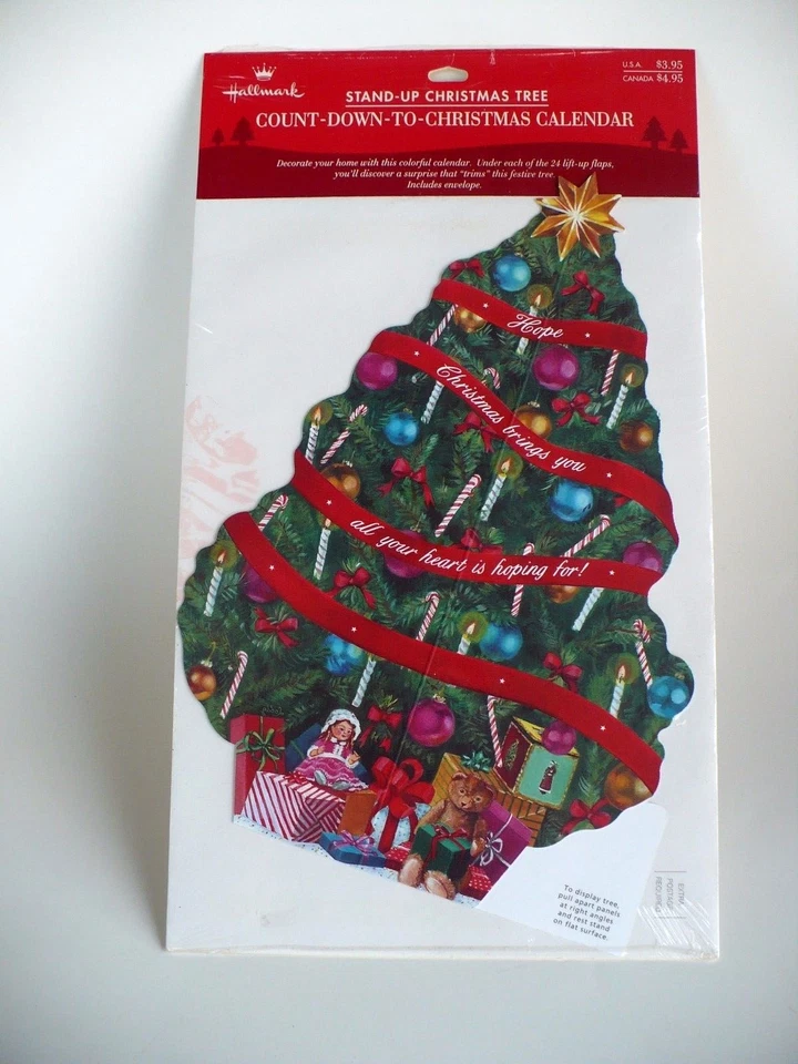 VINTAGE HALLMARK COUNTDOWN TO CHRISTMAS STAND UP TREE CALENDAR  NIP - Image 1 of 1
