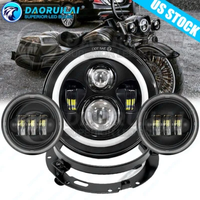 Faro proyector LED 7" + luces de paso para Harley Davidson Touring Road King Foto 1 de 4