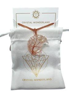 Clear Quartz Rough Half Moon Shape Cristal Pendant Necklace Copper Healing - Picture 1 of 3