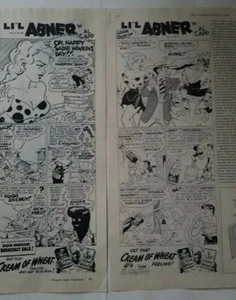 Lote de 2 anuncios de dibujos animados vintage 1951 crema de cereal de trigo Lil Abner por Al Capp - Imagen 1 de 1