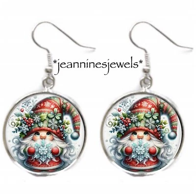 Рождественский Gnome серьги Серебряный подвеска подвеской праздник Gnome чулок наполнитель подарок - Изображение 1 из 4