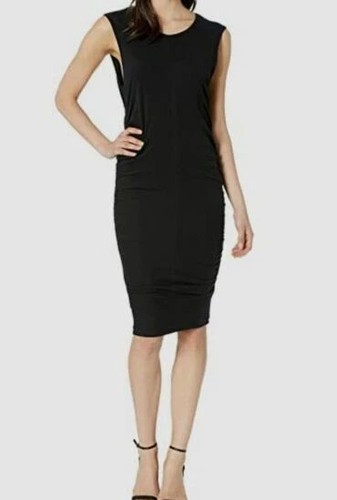 VETEMENTS MAJESTIC FILATURES NEIMAN MARCUS ABITO NERO SENZA MANICHE INCRESPATO BALZE BODYCON 5