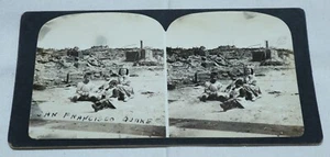 SAN FRANCISCO ERDBEBEN | *Kinder mit Gebäudetrümmern* Stereoview Foto - Bild 1 von 3