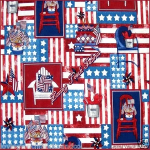 ROBERT KAUFMAN PATRIOTIC JULY 4TH PICNIC FLAGS LOBSTER FABRIC YD 36" X 44" - Picture 1 of 5