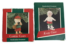 Vintage Hallmark Handcrafted Ornament “Camera Claus” & “Kristy Claus” 1989