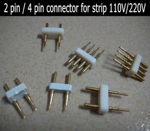 5Pcs 220V LED Strip Copper 2 Pin Connector needle for SMD 5050 LED Strip light - Picture 1 of 4