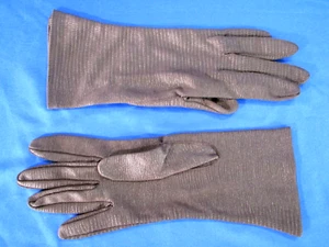 ARIS Vintage NYLON KNIT GLOVES Brown Lizard Print UNUSUAL HTF STYLE sz 6-1/2 - Picture 1 of 3