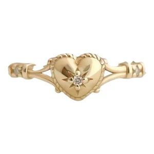 Boutique Solitaire Cubic Zirconia Heart Gold Plated Women’s Ring Size 6 ✈️ - Picture 1 of 9