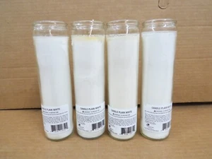 4 New Jar Candles White Prayer Pillar Clear Glass 8”/Velas /Religion/Unscented - Picture 1 of 6