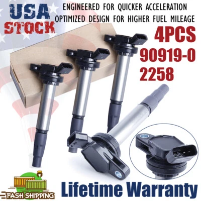 4 Pack UF619 Ignition Coil For 2009-2013 Toyota Matrix 2010-2015 COROLLA 1.8L L4 - Image 1 of 4