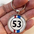 Herbie Love Bug 53 VW Volkswagen Beetle Logo 1.2" Diameter Keychain