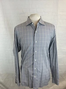 Isaia Men's Gray & Yellow Plaid Cotton Dress Shirt 17.5 - 44 $595 - Picture 1 of 10