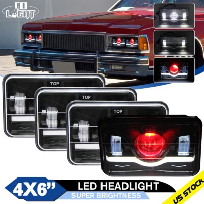 Faros LED de 4x6"" pulgadas DRL rojo alto/bajo para Chevrolet Caprice G10 1977-1986 4 piezas Foto 1 de 4