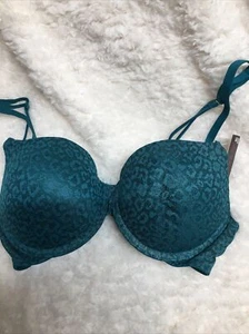 Women’s Bra Teal Blue Convertible Push Up With Lace Adjustable Straps 32D NWT - Picture 1 of 14