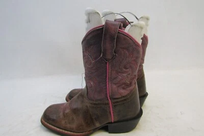 Botas de caubói Dan Post pequenas crianças juvenis tamanho 11 D couro marrom roxo - Imagem 1 de 4