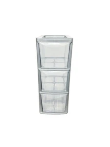 3 Drawer Medium Silver/Clear Plastic Storage Organizer - Durable Clear Drawers - Picture 1 of 8