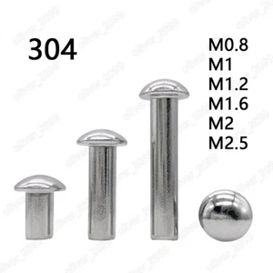 304 Stainless Steel Round Head Rivets M0.8 M1 M1.2 M1.4 M1.6 M2 M2.5 - Picture 1 of 6