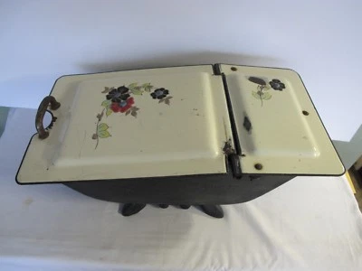 ANTIQUE CAST IRON COAL SCUTTLE BIN Box Porcelain HOD Fireside Fireplace Ash - Image 1 of 4