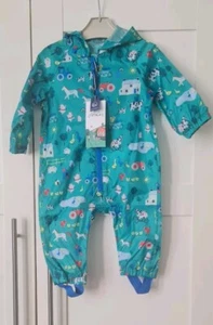BNWT NEW Joules Baby Puddlesuit Farm Green Size 6-9 Months Waterproof - Picture 1 of 12