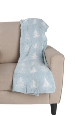 Envogue Cozy Knit Eyelash Tree Christmas Tree & Snowflake Throw Blanket NEW - Image 1 of 4