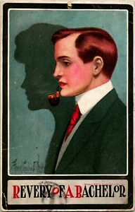 Vtg Postcard 1910 Frank Carolan O'Neill Artist Signed - Revery of a Bachelor