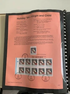 USPS Souvenir Page Scott 2871, 1994 holiday 94 virgin and child stamps - Picture 1 of 1