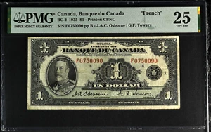 Canada French 1 Dollar 1935 BC-2 Osborne-Towers F0750090 - PMG 25 Very Fine - Picture 1 of 2