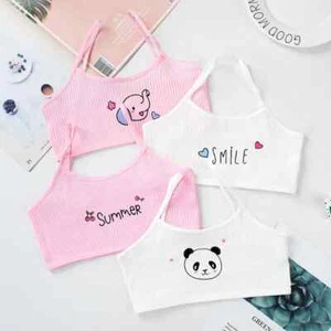 Cotton Bra Girls Training Lace Young Kids Vest Teenage Underwear 8-14Year 4Pcs - Picture 1 of 12