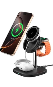 Chargeur Induction 3 en 1 for iPhone 16/15/14/13/12/Pro/Max/Plus Apple Watch ... - Photo 1 sur 9