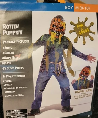 Halloween Rotten Pumpkin Child Costume Medium 8-10 Boys Kids California Gross - Image 1 of 4
