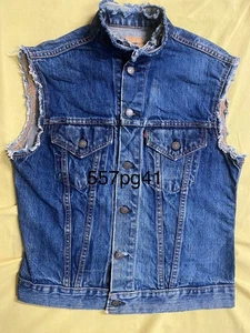 Chaleco de mezclilla Levis Big E tipo 3 de colección para hombre 40 índigo abotonado 70505 EE. UU. 1967 - 1971 - Imagen 1 de 8