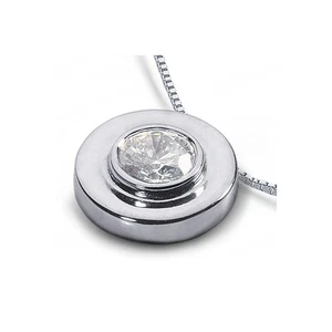 0.52 Carat D VS2 Round Cut Natural Certified Diamond Platinum Solitaire Pendant - Picture 1 of 5