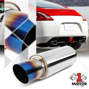 Universal 2.25" Inlet Burnt Titanium Diagonal Cut Straight Through Muffler Tip - Imagen 1 de 5
