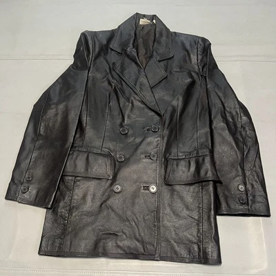 Chaqueta Blazer Mujer Cuero Mujer Negra Doble Pecho Emo Grunge Y2K Skate-SM- Foto 1 de 4